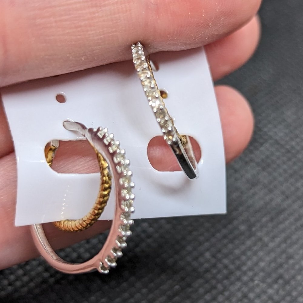 Sterling + Gold double hoops